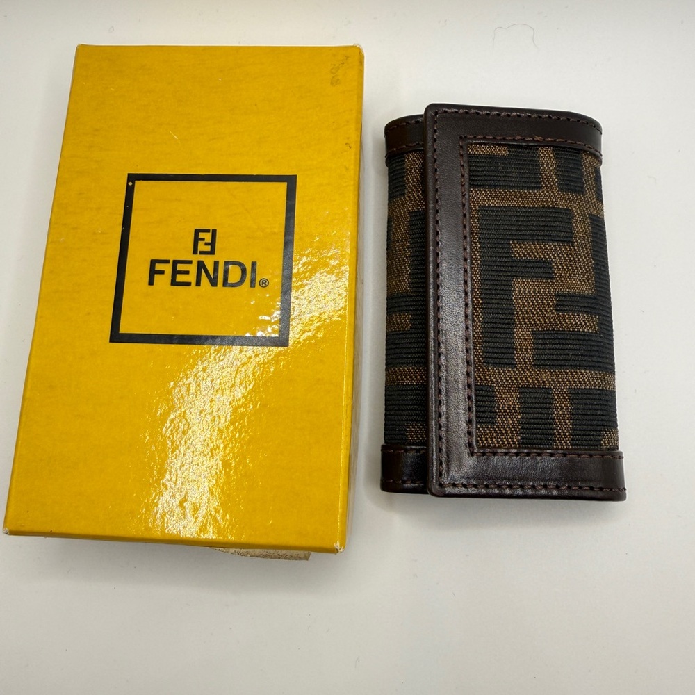 Fendi Brown and Black FF Logo Key Holder